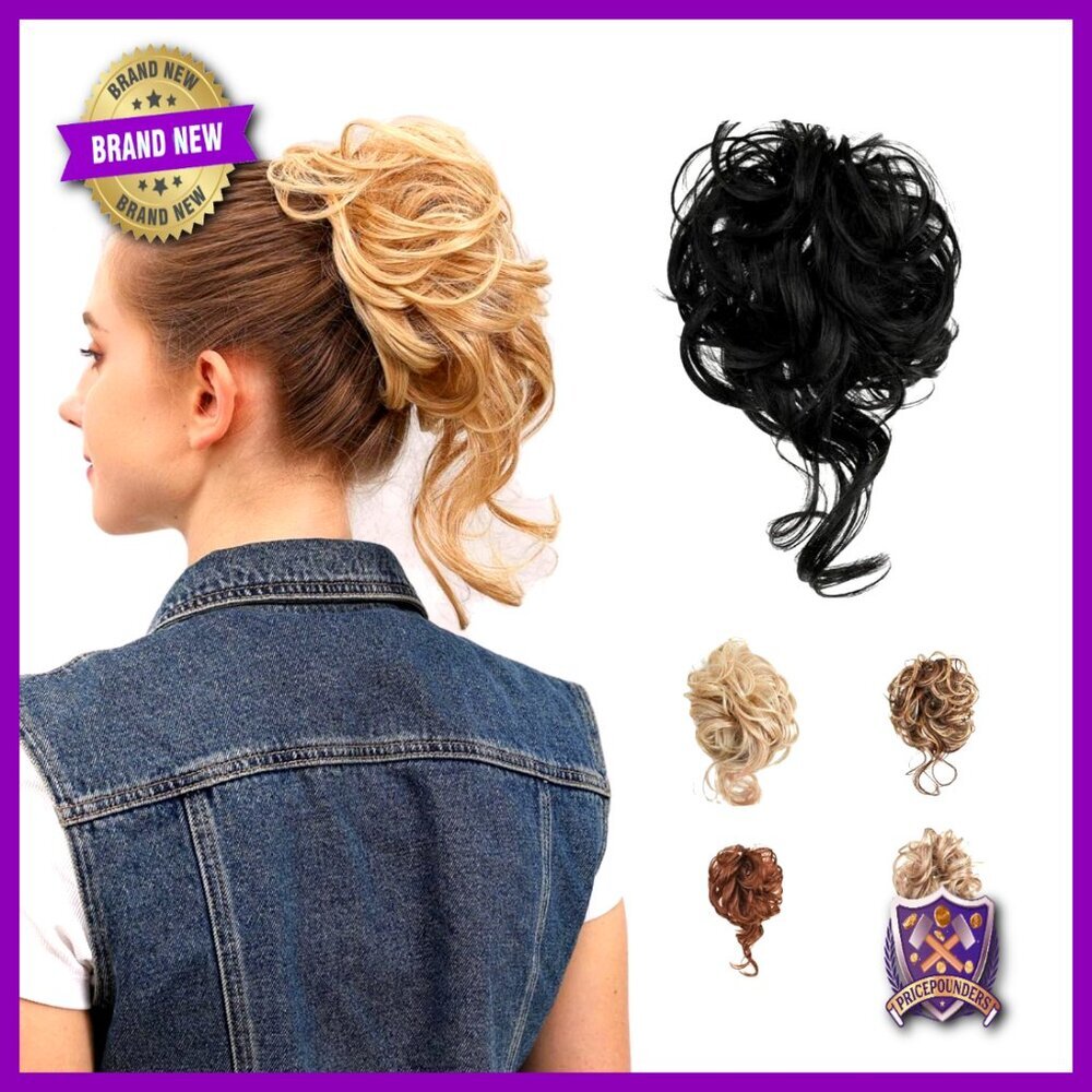Boho Messy Bun Hair Piece Scrunchie Tousled Updo Adds Volume Washable Reusable